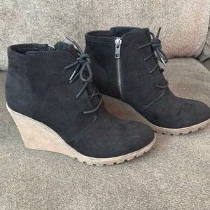 Mia black Wedge lace up bootie